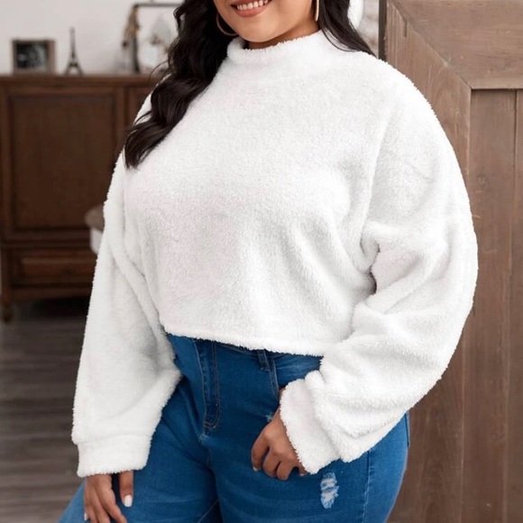 DROP SHOULDER TEDDY PULLOVER SWEATER - Picture 5 of 7